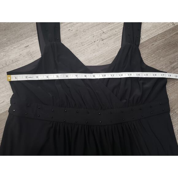 Karin Stevens Black Beaded Strap Long Loose Fitting Dress | Size 14 - Picture 5 of 6